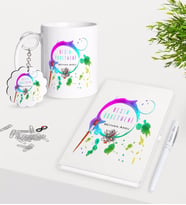 BK Gift Kişiye Özel Resim Öğretmeni Kupa Anahtarlık Beyaz Defter Kalem Hediye Seti-4 (Model 1)