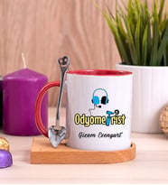 Odyometrist Ahşap Altlıklı Kırmızı Kupa Bardak