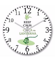 Keep Calm  Clica na Lanterna  Duvar Saati Bombeli Gercek Cam