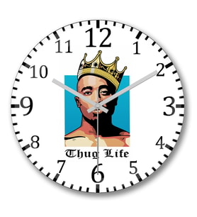 Tupac Thug Life Duvar Saati Bombeli Gercek Cam