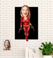 Kişiye Özel Şeytan Kadın Temalı Karikatür Ahşap Tablo