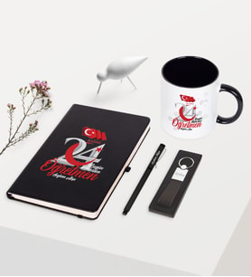 BK Gift Kişiye Özel Bugün Günlerden Öğretmen Temalı Siyah Defter Kalem Anahtarlık Kupa Seti - 2