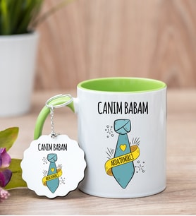 Babalar Günü Hediyesi Yeşil Kupa Ve Anahtarlık Set