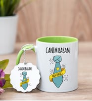 Babalar Günü Hediyesi Yeşil Kupa Ve Anahtarlık Set