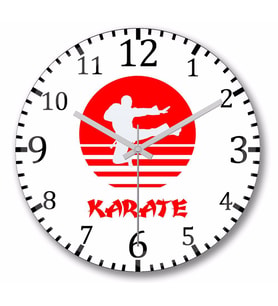 Karate  Duvar Saati Bombeli Gercek Cam
