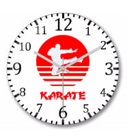 Karate  Duvar Saati Bombeli Gercek Cam