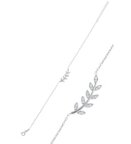 Söğütlü Silver Gümüş rodyumlu zirkon taşlı yaprak bileklik