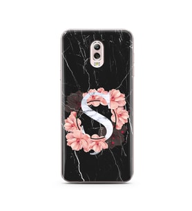 Mermer Çiçekli Harf Tasarım Süper Şeffaf Silikon Telefon Kılıfı Samsung C8  Ş-Ha