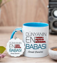 Dünyanın En İyi Babası Mavi Kupa Ve Anahtarlık Set