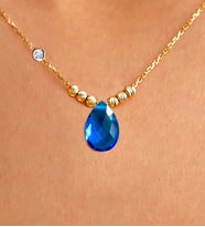 Demas Gold Pırlanta 14 Ayar Altın Dorika Blue Taşlı Kolye
