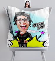 BK Gift Kişiye Özel Bayan Pilot Karikatürlü  Yastık