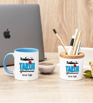 Tarih Öğretmeni Mavi Kupa Bardak Ve Kalemlik Hediye Seti