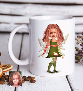 BK Gift Kişiye Özel Kız Çocuk Peri Karikatürlü Beyaz Kupa Bardak-1
