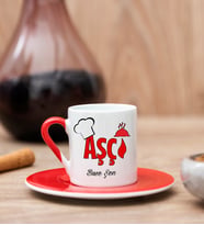 Aşçı Kırmızı Türk Kahvesi Fincanı