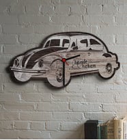 BK Gift Kişiye Özel Retro Beetle Tasarımlı Ahşap Duvar Saati Model 13