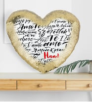 BK Gift Kişiye Özel Sevgililer Günü Altın Yaldız Sihirli Kalp Yastık  77