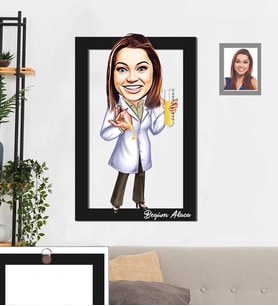 Kişiye Özel Kimyager Karikatürlü 3D Ahşap Tablo 30x47  Bayan-1