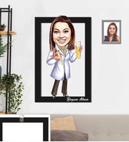 Kişiye Özel Kimyager Karikatürlü 3D Ahşap Tablo 30x47  Bayan-1