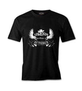 Legends Born in October - Hat Siyah Erkek Tshirt
