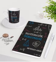 BK Gift Kişiye Özel Matematik Öğretmeni Beyaz Defter Kalem Türk Kahvesi Fincanı Seti-11 (Model 1)