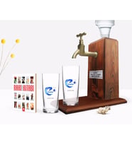 BK Gift Kişiye Özel Renkli Baskılı Erzurum Tasarımlı Turistik İkili Rakı Bardağı Ahşap Rakı Standı ve Cep Kitabı Hediye Seti-1 (Model 1)