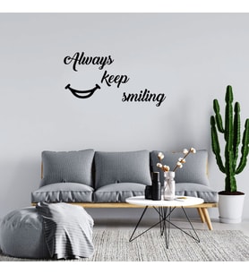El Yazısı Always Keep Similing Duvar Yazısı Sticker 60x31cm - Siyah