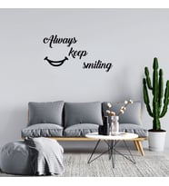 El Yazısı Always Keep Similing Duvar Yazısı Sticker 60x31cm - Siyah