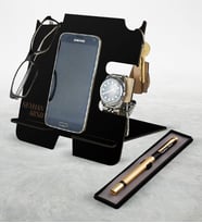 BK Gift Kişiye Özel Ahşap Telefon Şarj Standı Organizer Kalem Seti