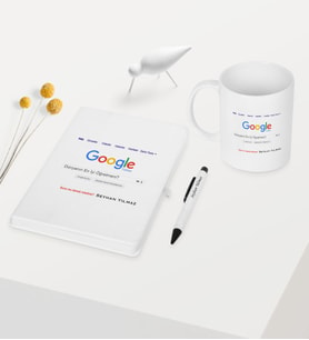 BK Gift Kişiye Özel Google Dünyanın En İyi Öğretmeni Temalı Beyaz Defter Kalem Kupa Seti