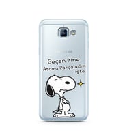 Snoopy Tasarımlı Süper Şeffaf Silikon Telefon Kılıfı Samsung A8 (2016)  