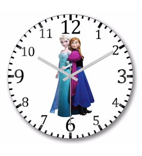 Elsa ve  Anna  Duvar Saati Bombeli Gercek Cam