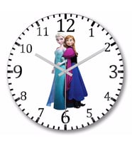 Elsa ve  Anna  Duvar Saati Bombeli Gercek Cam