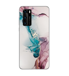 Duman Mermer Tasarımlı Süper Şeffaf Silikon Telefon Kılıfı Huawei P40