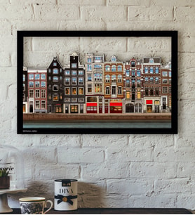 BK Gift Kişiye Özel Amsterdam Evleri Temalı 3D Ahşap Tablo-2