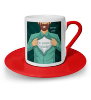 BK Gift Kişiye Özel Babalar Günü Temalı Kırmızı Türk Kahvesi Fincanı 18548