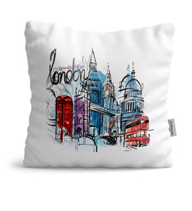 BK Gift Kişiye Özel London Tasarımlı Beyaz  Yastık  4