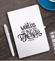 BK Gift Kişiye Özel Dünyanın En İyi Öğretmeni Beyaz Defter ve Kalem Hediye Seti-30