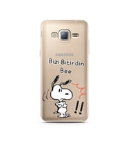 Snoopy Tasarımlı Süper Şeffaf Silikon Telefon Kılıfı Samsung J3 (2016)