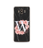 Mermer Çiçekli Harf Tasarım Süper Şeffaf Silikon Telefon Kılıfı Huawei Mate 10 P