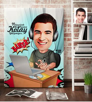 BK Gift Kişiye Özel Bay Oyuncu Karikatür Kanvas Tablo 70x100cm 1