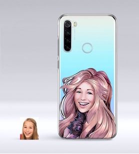BK Gift Kişiye Özel Kadın Karikatürlü Xiaomi Redmi Note 8 İnce Şeffaf Silikon Telefon Kapağı-53 (Beyaz)