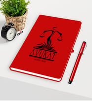BK Gift Kişiye Özel Avukat Temalı Kırmızı Defter Kalem Seti - 5