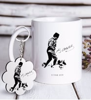 BK Gift Kişiye Özel Atatürk Temalı Beyaz Kupa ve Anahtarlık Hediye Seti-16 (Model 1)