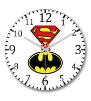Batman vs Super Homem Duvar Saati Bombeli Gercek Cam