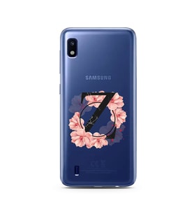 Pembe Çiçekli Harf Tasarım Süper Şeffaf Silikon Telefon Kılıfı Samsung A10 Z-Har