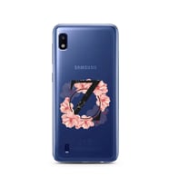 Pembe Çiçekli Harf Tasarım Süper Şeffaf Silikon Telefon Kılıfı Samsung A10 Z-Har