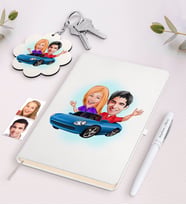 BK Gift Kişiye Özel Sevgili Karikatürlü Beyaz Defter Kalem ve Anahtarlık Hediye Seti-52 (Model 1)