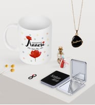 BK Gift Kişiye Özel Dünyanın En İyi Annesi Kupa Ayna ve Siyah Mineli Kolye Seti-10 (Model 1)