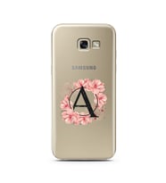 Pembe Çiçekli Harf Tasarım Süper Şeffaf Silikon Telefon Kılıfı Samsung A5 (2017)