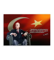 ''Güner Ofis''  Atatürk Tablosu Deri Üzerine Kanvas Tablo 80x130